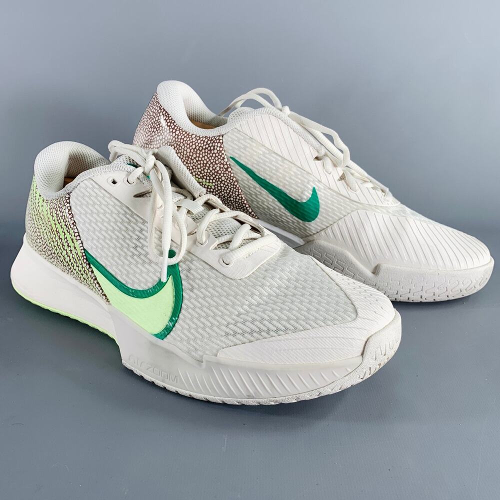 NIKE Size 12 Australian Open Pack White Green Mesh Lace-Up Sneakers